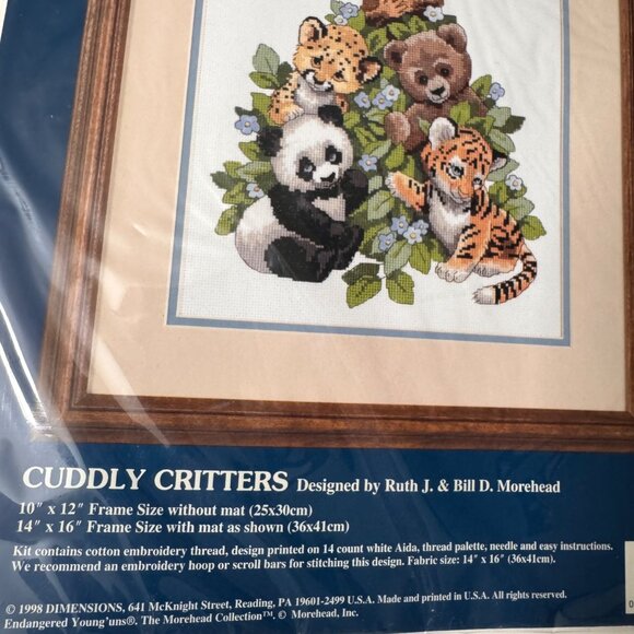 Sunset No Count Cross Stitch Kit Cuddly Critters Animals Koala Panda Bear Tiger - Picture 2 of 8